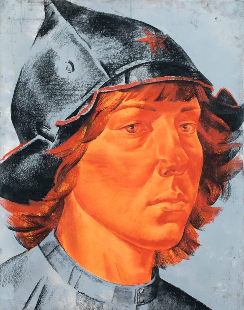 Testa del soldato. Disegno a matita