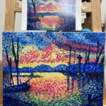 venice sunset in pointillims